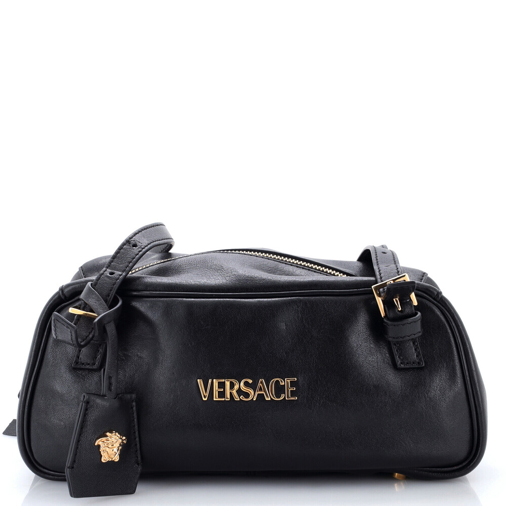 Versace Large Tag Bowling Bag Leather